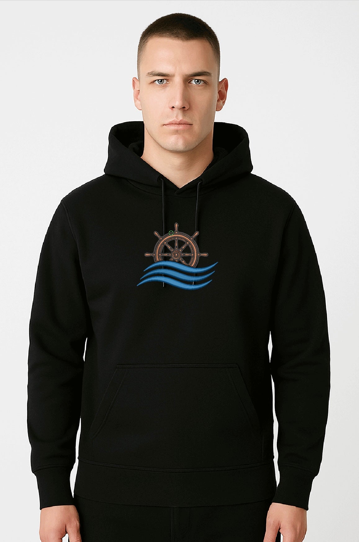 “Wave & Warrior” Dual Embroidery Hoodie
