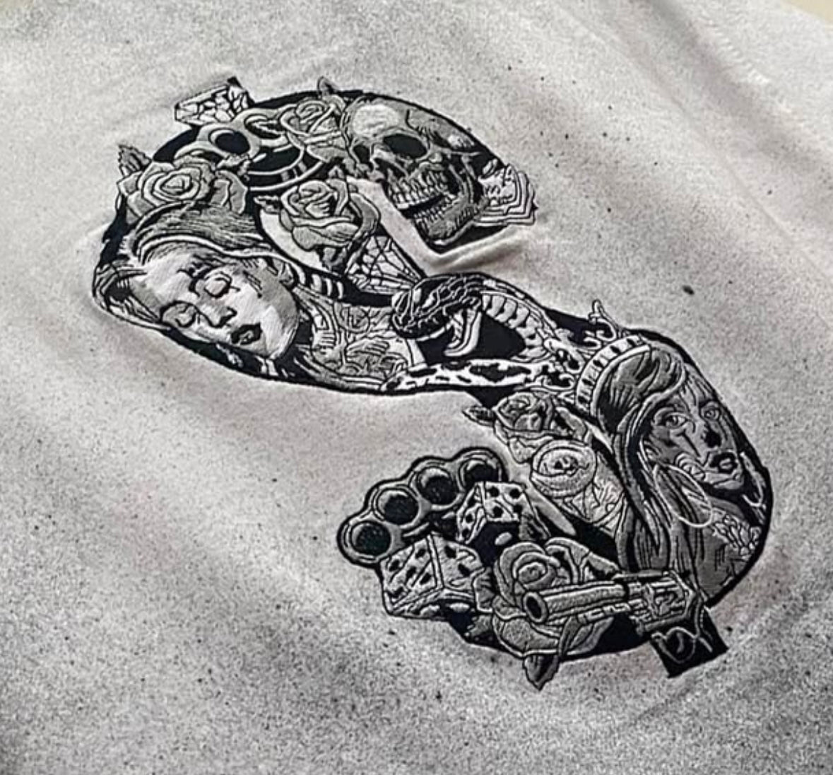 "Money & Power" Embroidered Hoodie – Street Symbolism in Monochrome Threads