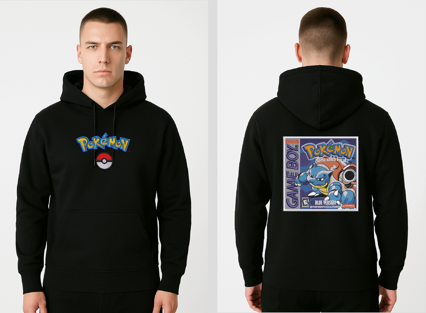 “Pokémon Classic Blue” Embroidered Hoodie