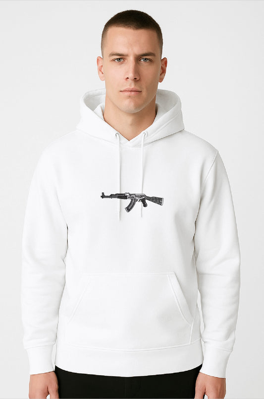 "Money & Power" Embroidered Hoodie – Street Symbolism in Monochrome Threads