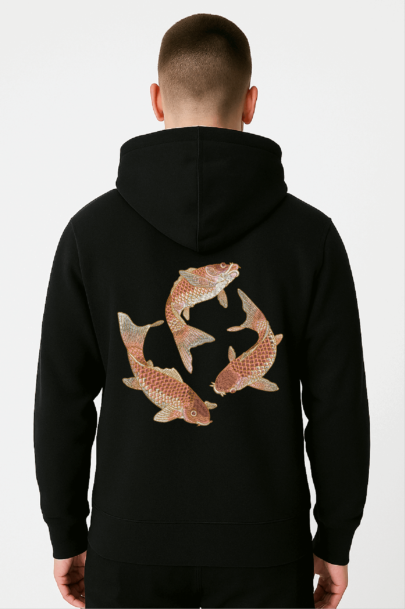 "Koi Flow" Embroidered Hoodie – Serenity in Motion