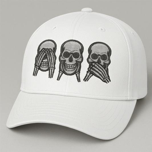 “No Evil” Cap – 3 Wise Skulls Embroidery