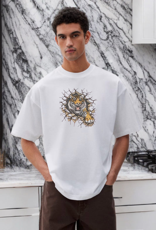 "Break the Cage" Embroidered T-Shirt – Untamed Power in Motion