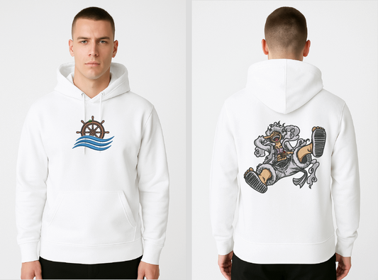 “Wave & Warrior” Dual Embroidery Hoodie