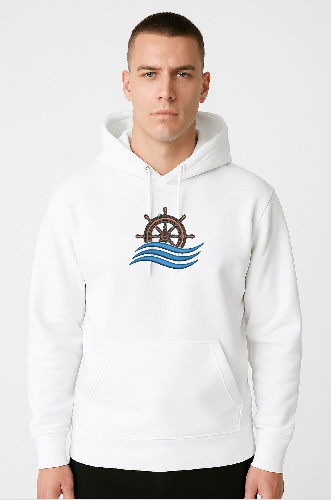 “Wave & Warrior” Dual Embroidery Hoodie