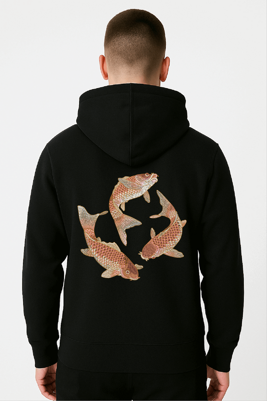 "Koi Flow" Embroidered Hoodie – Serenity in Motion