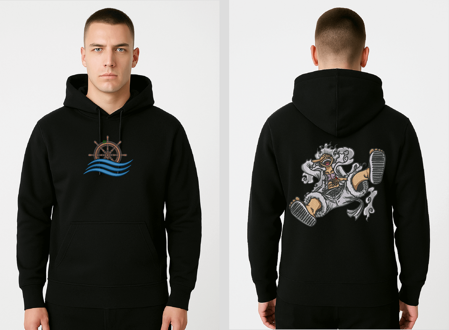 “Wave & Warrior” Dual Embroidery Hoodie